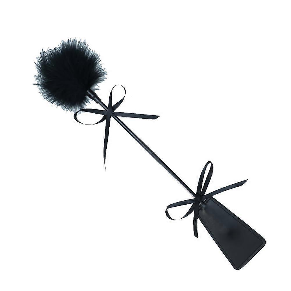 Leather Riding Crop Whip Feather Cleaning Duster Slapper Paddle Equestrian Crops Role Play Toys for Adults Couples (Black) Ref: 6292