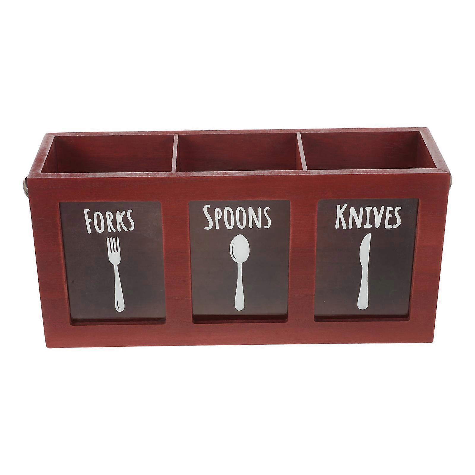 Wooden Cutlery Organizer Box with Compartments – Tableware Holder for Silverware Storage, Kitchen Utensil Rack for Home and Events, Design for