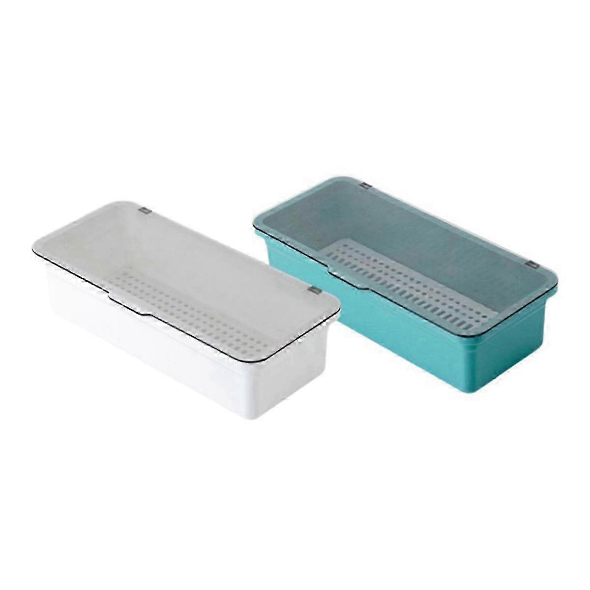 Drawer Organizer, Clear Vanity Desk Storage and Organizer, Make Up Holder with Lid for Bathroom Display Storage E
