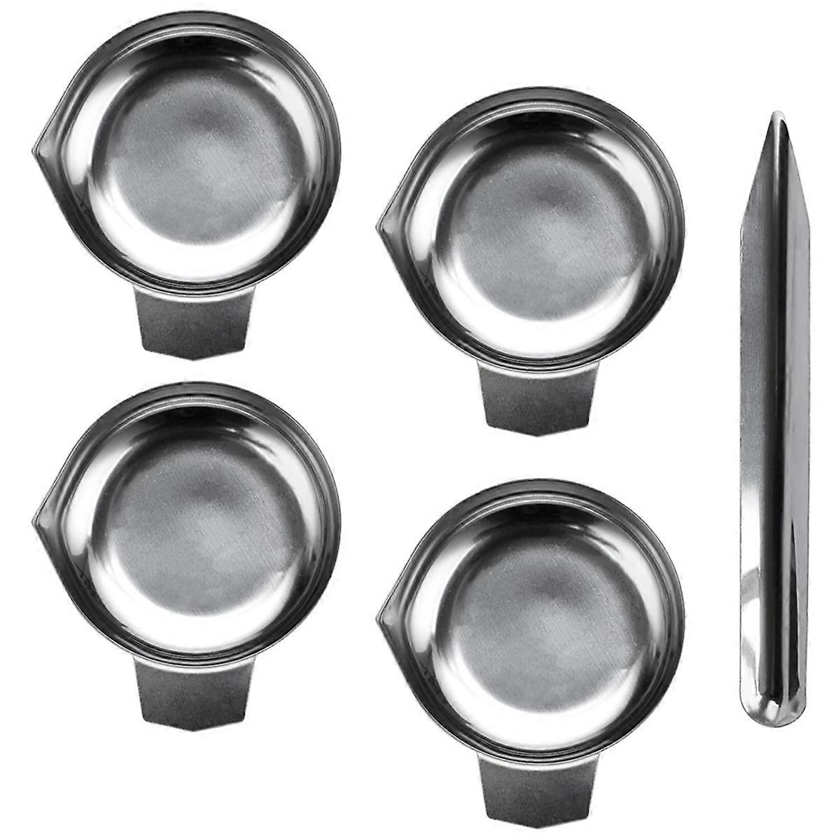 4PCS Metal Weighing Powder Pan with Scoop, Mini Digital Scale Pan Tray Weighing Dish for Reloading,E