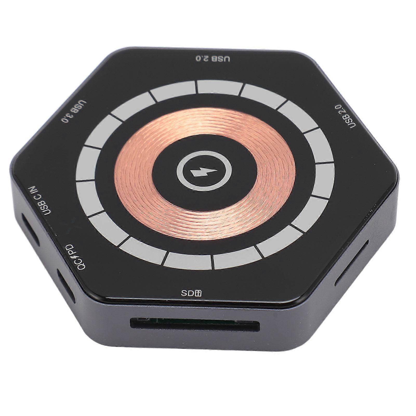 USB3.0 Type C Hub with PD, Card Slots & Wireless Charging, Aluminum