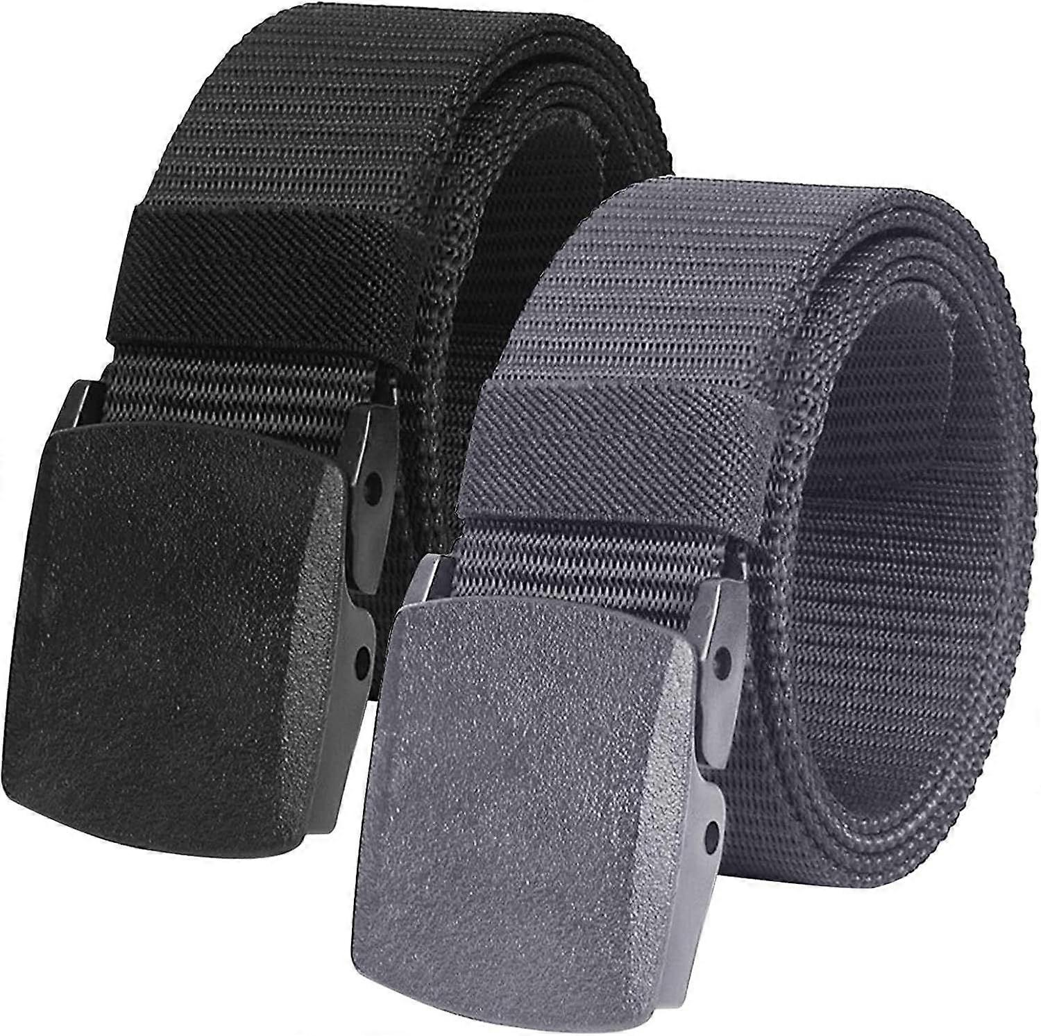 2-pack nylon canvas belts for men and women. Continuously adjustable.