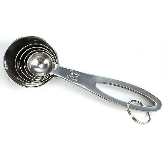 Set of 5 measuring spoons, tsp and ml, for measuring dry and liquid ingredients (coffee, tea, etc.) + melon ball scoop