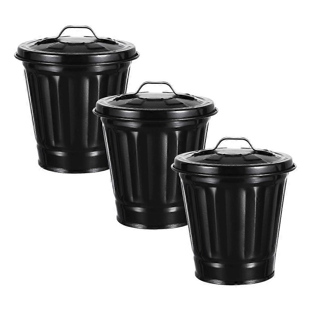 3pcs Trash Can with Lid Mini Kitchen Garbage Can Cute Desktop Trash Can Set