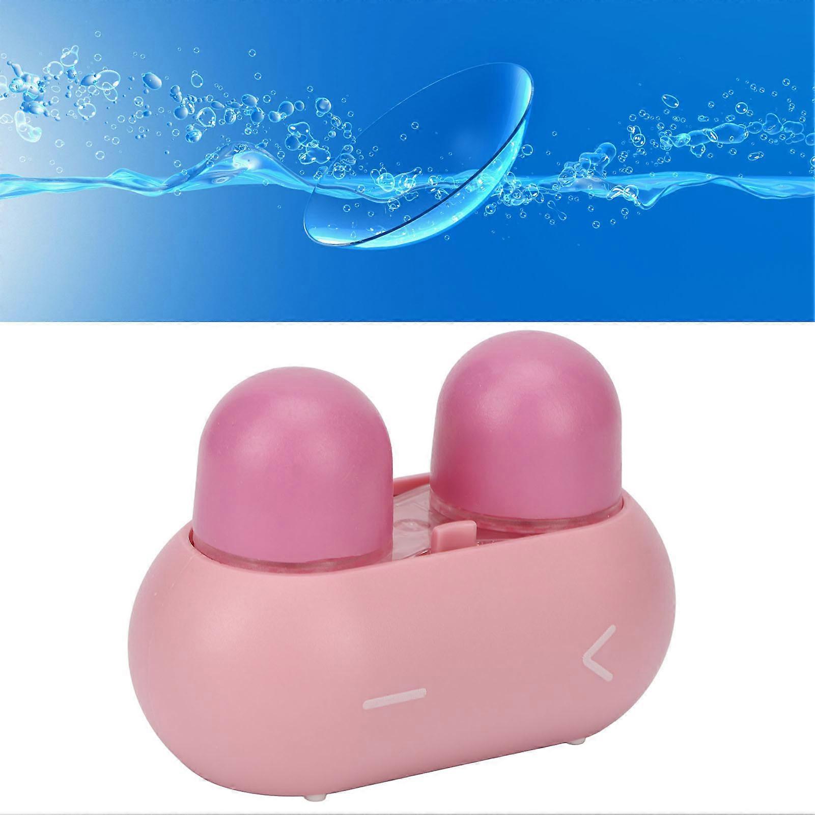 Portable Pink Contact Lens Cleaner Case 360° Vibration, ABS