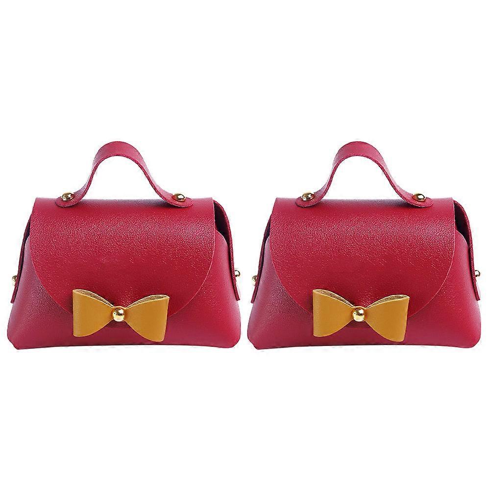 Red Candy Box Bow-Knot Wedding Candy Pouch for 2Pcs Gift
