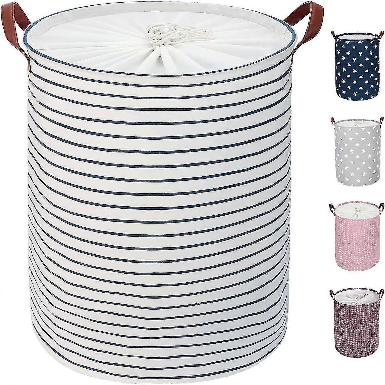 18In Freestanding Laundry Basket with Lid, Collapsible Large Drawstring Clothes Hamper Storage