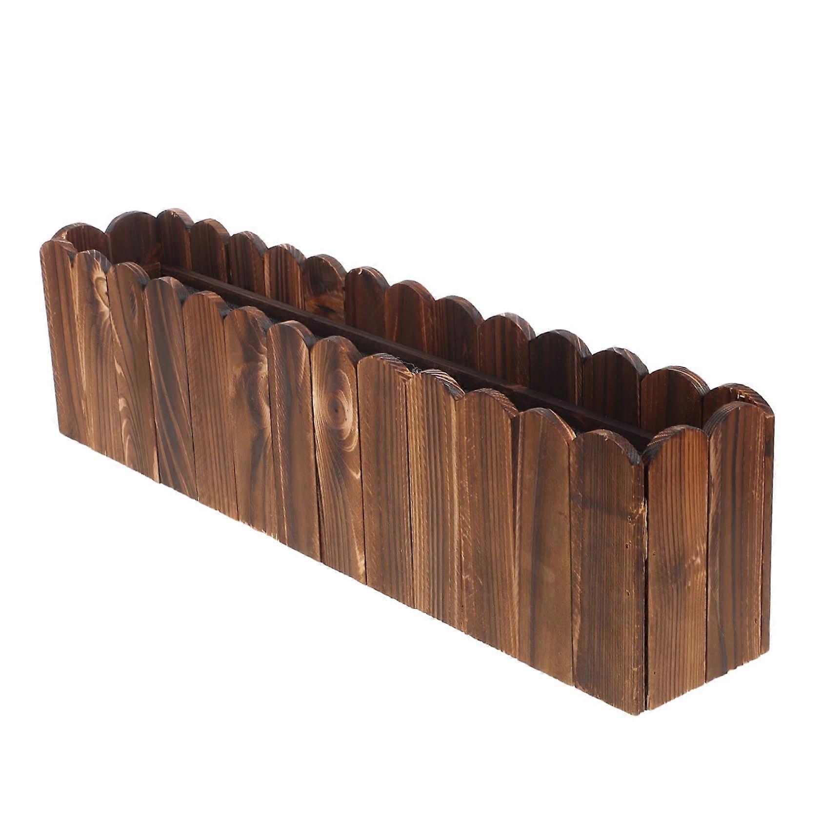 Rectangle Wood Flower Boxes Rustic Decorative Planter Indoor Outdoor Planter Box For Balcony Decorative Border