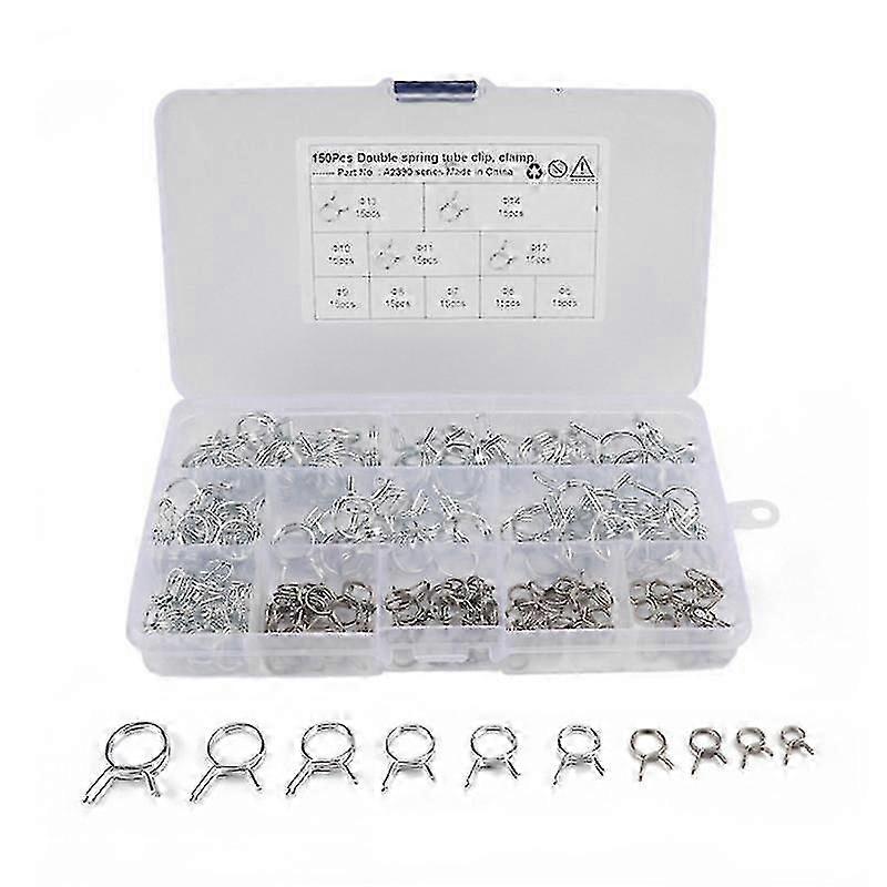 150pcs / مجموعة الفولاذ المقاوم للصدأ الربيع خرطوم المشبك قفل خط الوقود خرطوم أنابيب المياه أنبوب السباكة السيارة T
