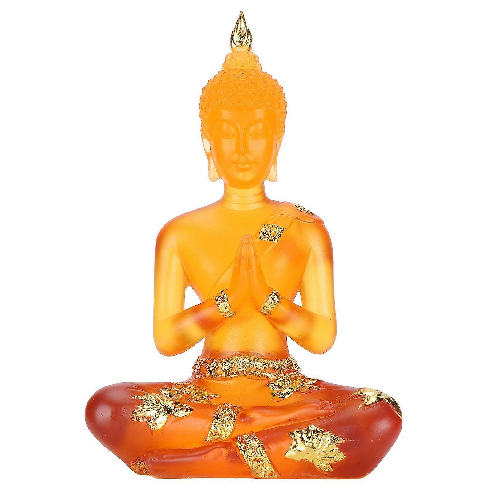 Transparent Sitting Buddha Statue Resin Buddha Figurine Sculpture Home Office Feng Shui Decor