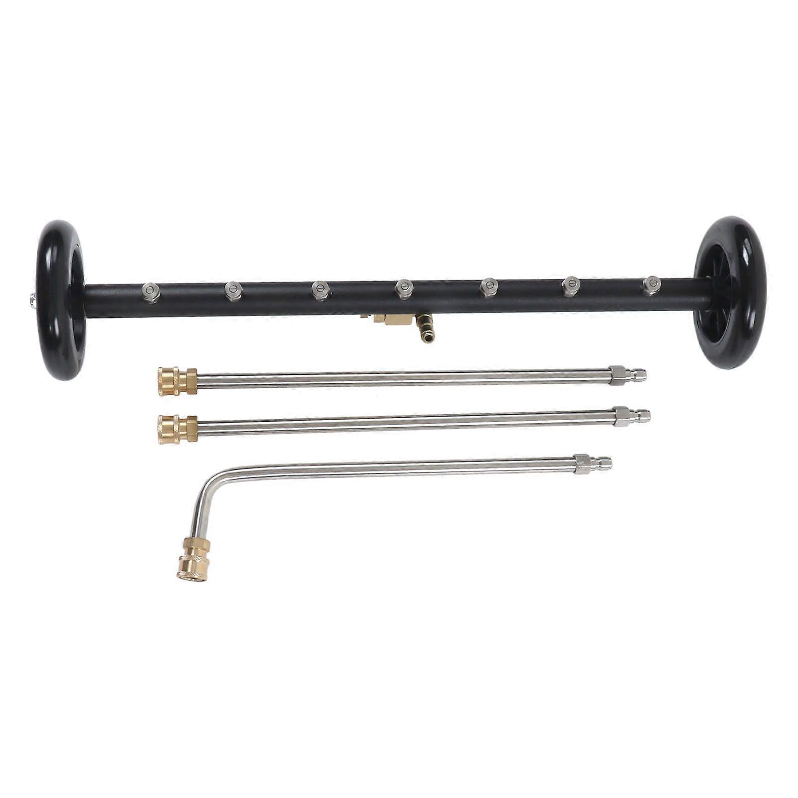 Pressure Washer Undercarriage Cleaner 4000psi 2 in 1 Under Car Water Broom Surface Cleaner with 3 Extension Wands for Balcony Courtyard 7 Holes