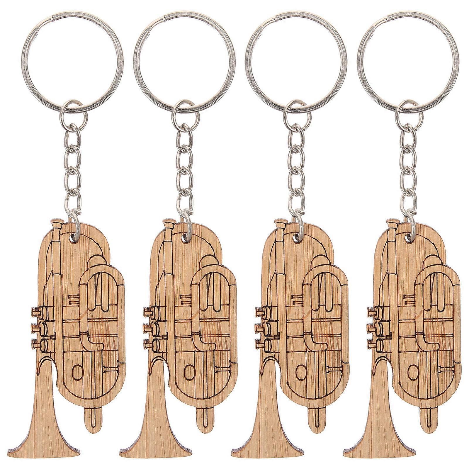 Music Keychain Tuba Key Ring for Decoration 8Pcs Bamboo Zinc Alloy Keychain
