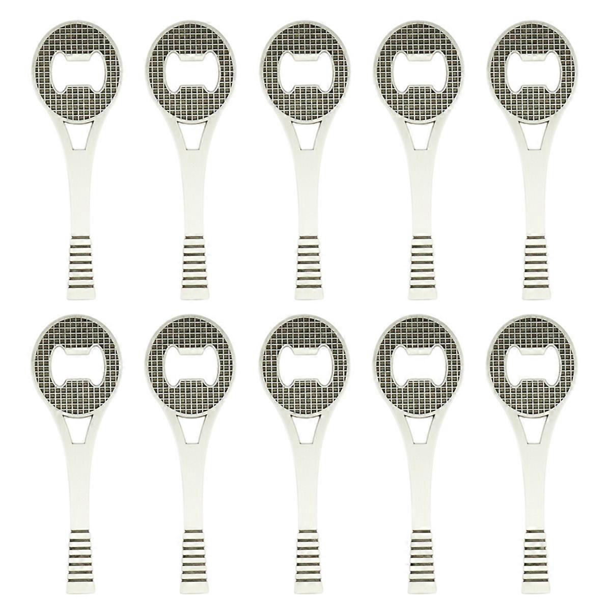 Racket Shaped Manual Can Opener Beer Cap Opener Silver