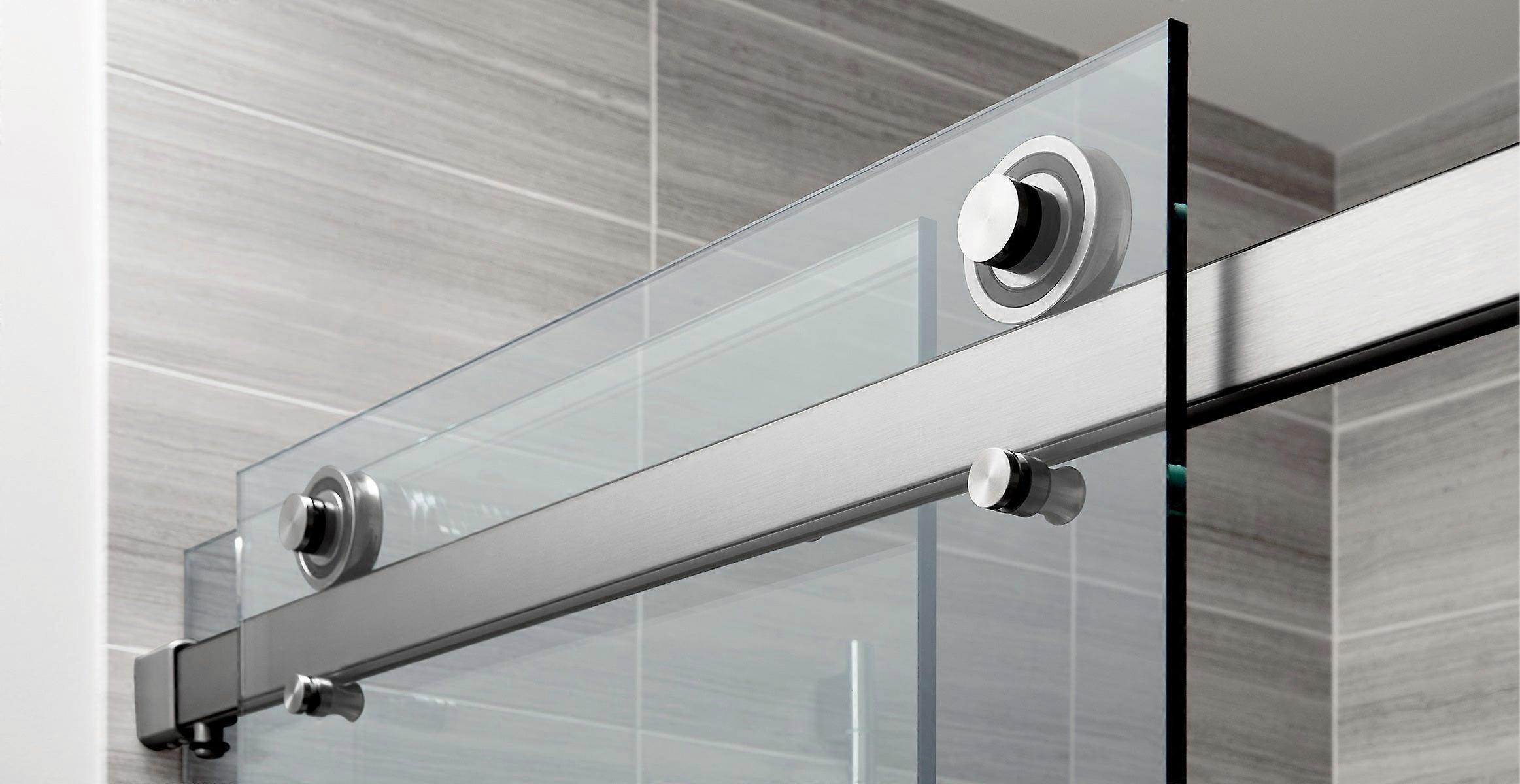 Frameless Glass Sliding Door Shower Screen Rail In Black Shower Enclosures