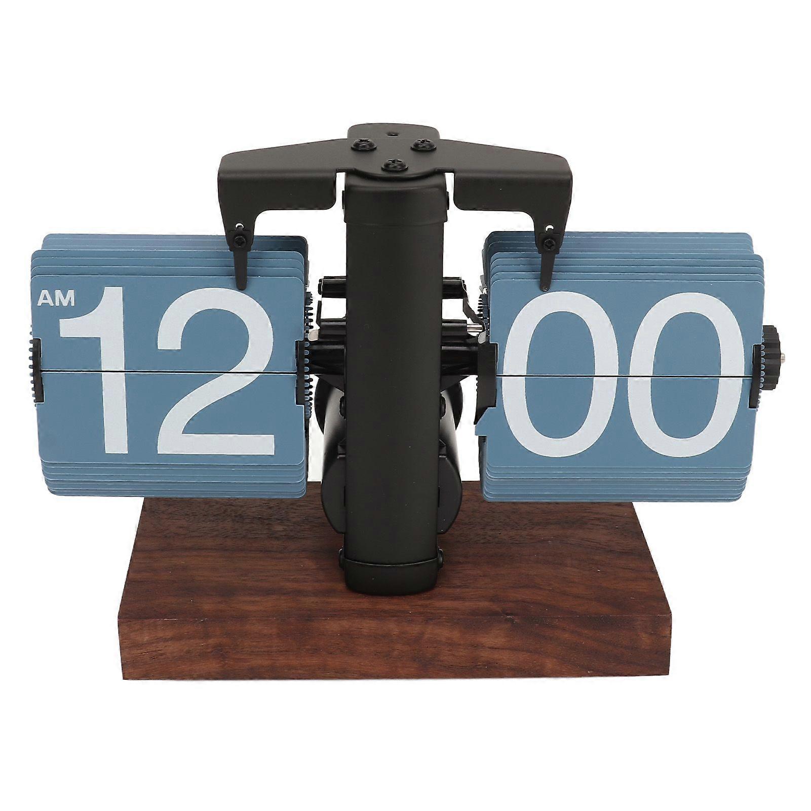 Digital Flip Down Clock Retro Automatic Turning Battery Operated Mechanical Clock for Home Room Office Decoration Blue
