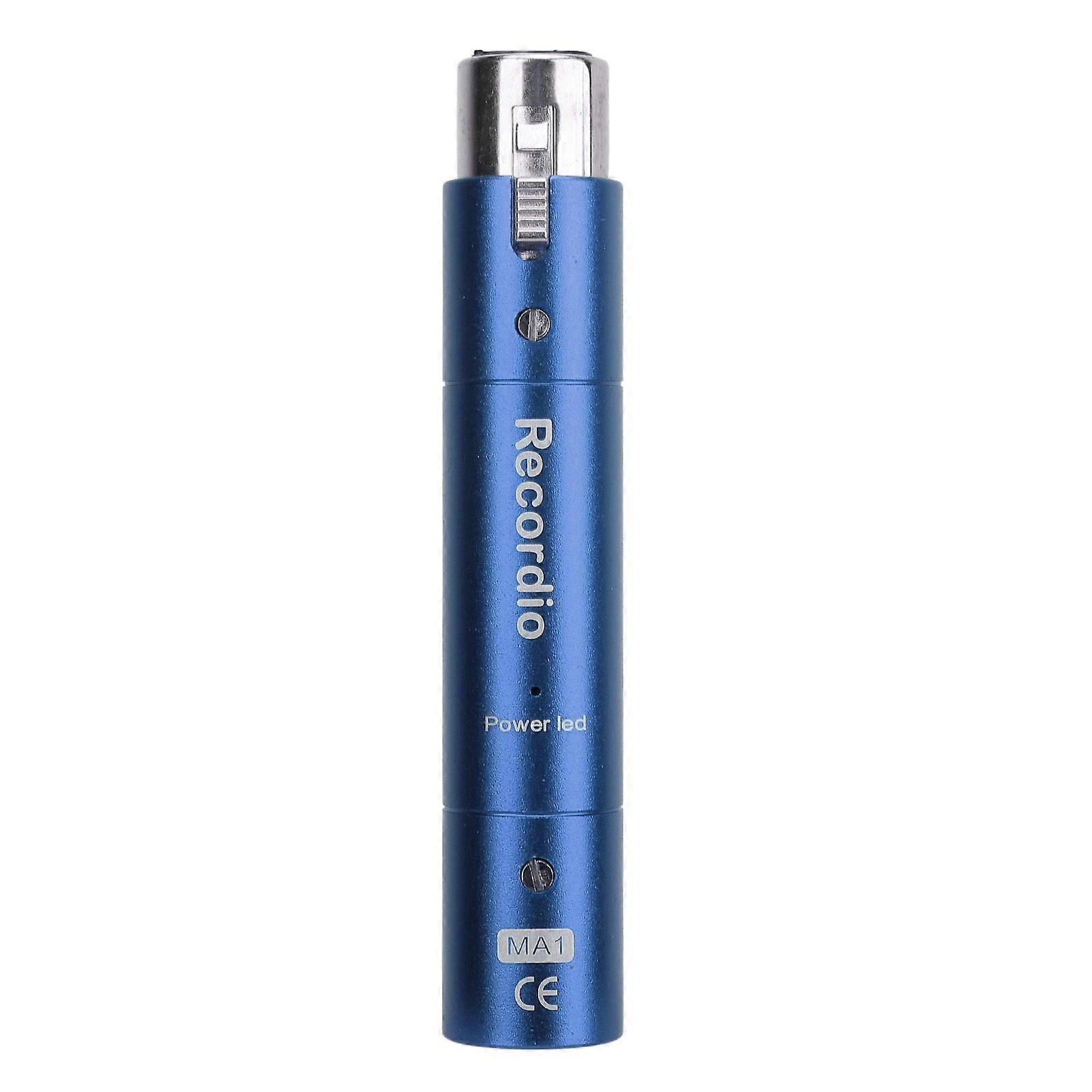 Inline Microphone Preamp Lossless Amplification Dynamic Active Inline Mic Booster Preamplifier with 28dB Gain for Broadcasting Live Streaming Blue