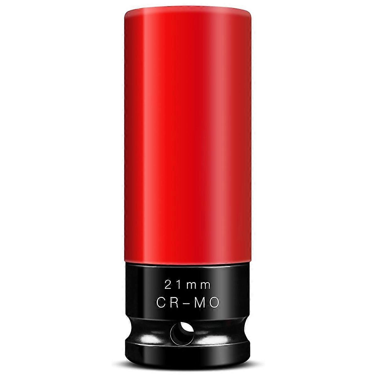 21mm 1/2inch Drive Wheel Protector Impact Socket, Non-Marring Lug Nut Thin Wall Deep Socket Set