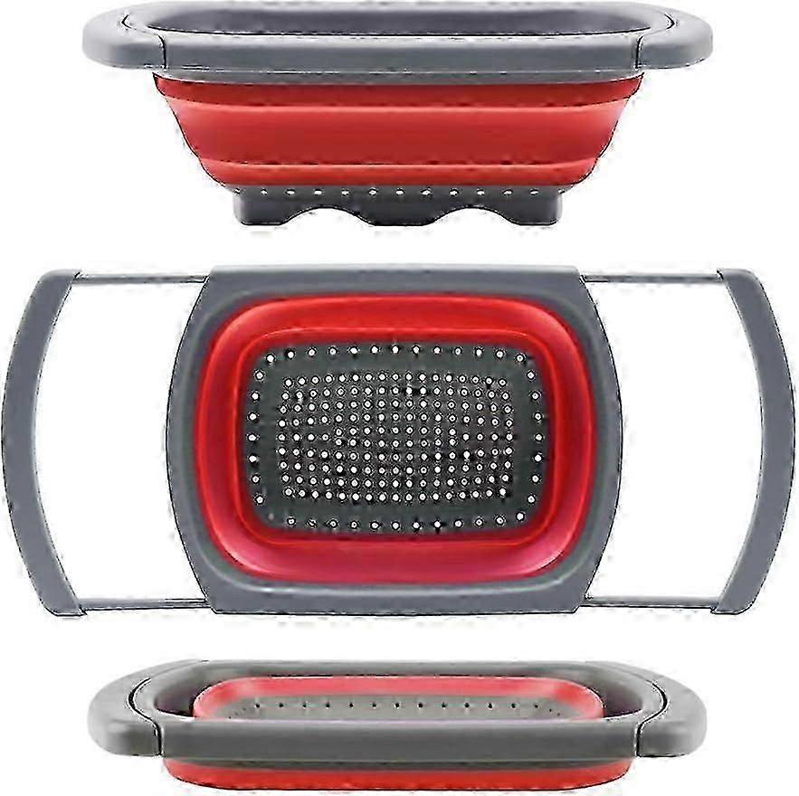 Colander Collapsible, Colander Strainer Over The Sink Vegetable/Fruit Colanders Strainers with Extendable Handles, Folding Strainer for Kitchen,6 Quar