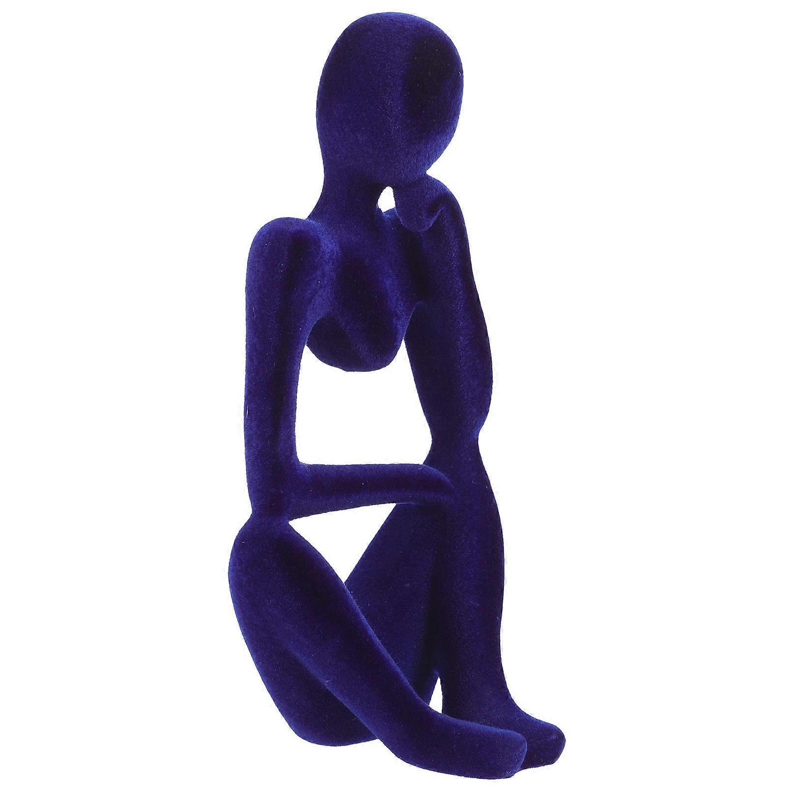 Thinker Figurine Abstract Flocking Craft Ornament for Decor 3Pcs