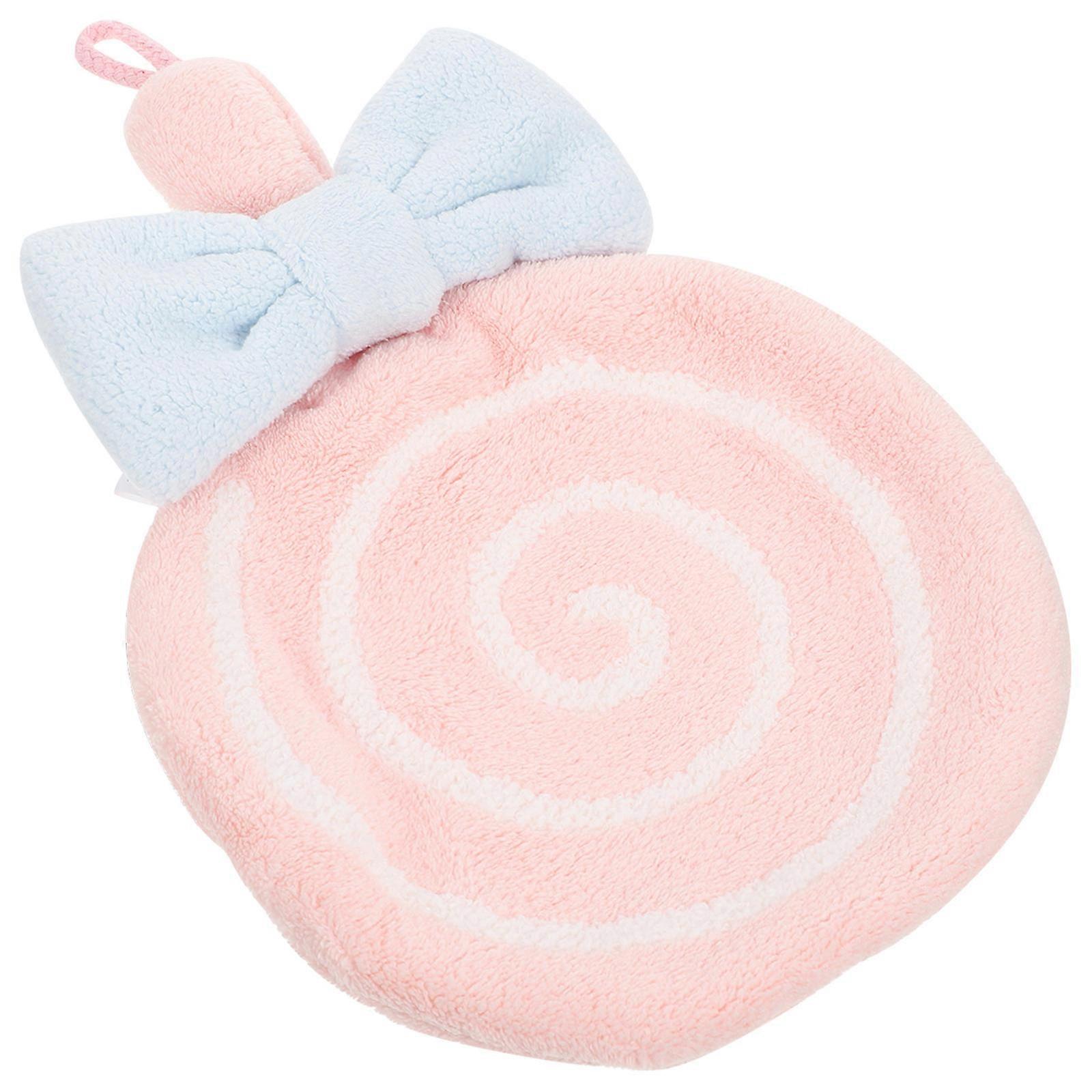 Cartoon Hand Towels Hanging Hand Towel Water Absorbing Function 4Pcs Pink