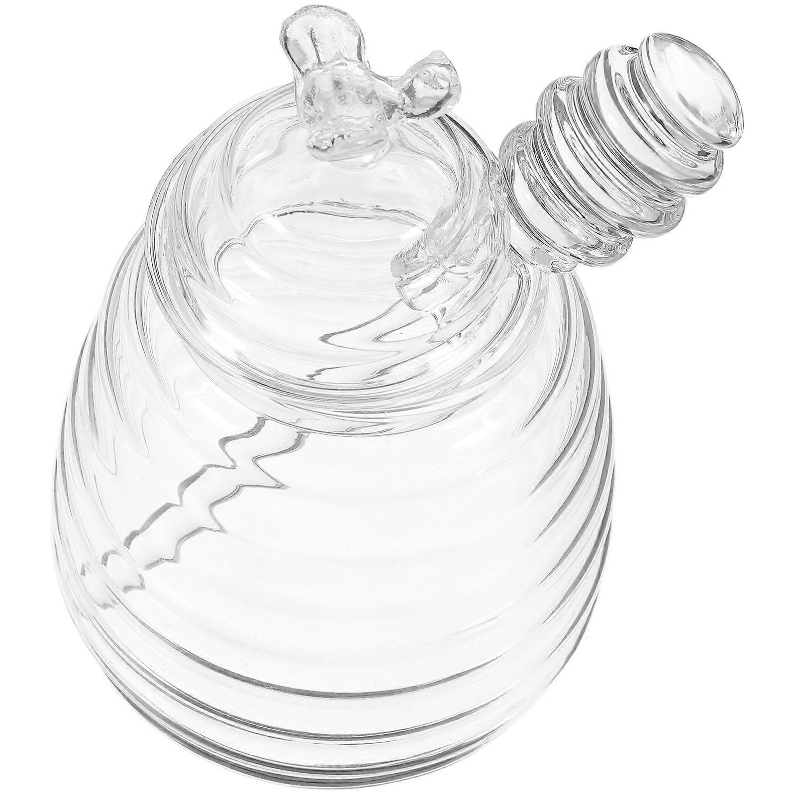 Transparent Honey Jar and Dipper Set for Storage 4Sets Glass Honey Dipper Stick