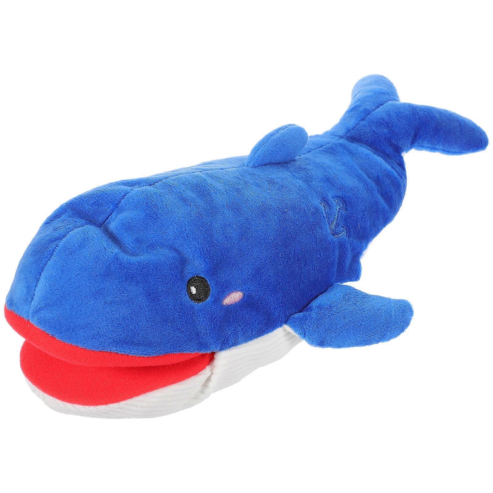 Creative Hand Puppet Blue Whale Toy for Playing Plush Animal Puppet