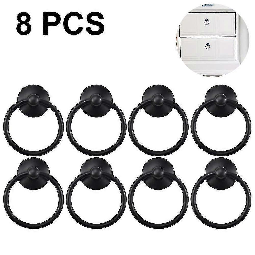 8pcs Vintage Cabinet Ring Knobs Round Antique Drawer Pulls Handle