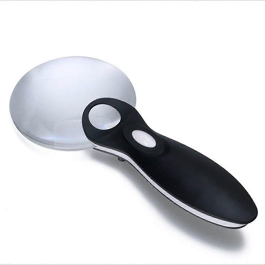 LED Glass Handheld Illuminated Magnifier Acric Loupe 3x 6x HD Lenses With Lamp For Reading Books Maps Needlework Black