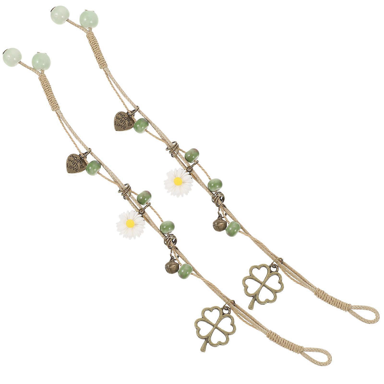 Retro Bracelet Couple Bracelet for Decoration 4Pcs Stylish Four-Leaf Clover Set