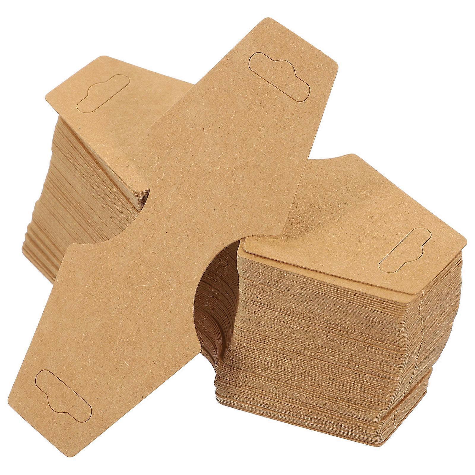 Jewelry Display Cards 400Pcs Handmade Blank Kraft Paper Storage Occasion 12.4X5Cm Coffee Simple Rectangular