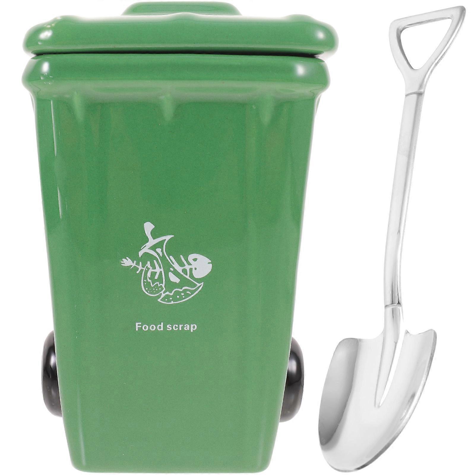 Multi-Function Tea Cup Trash Can Shape for Office Use 2Sets Green