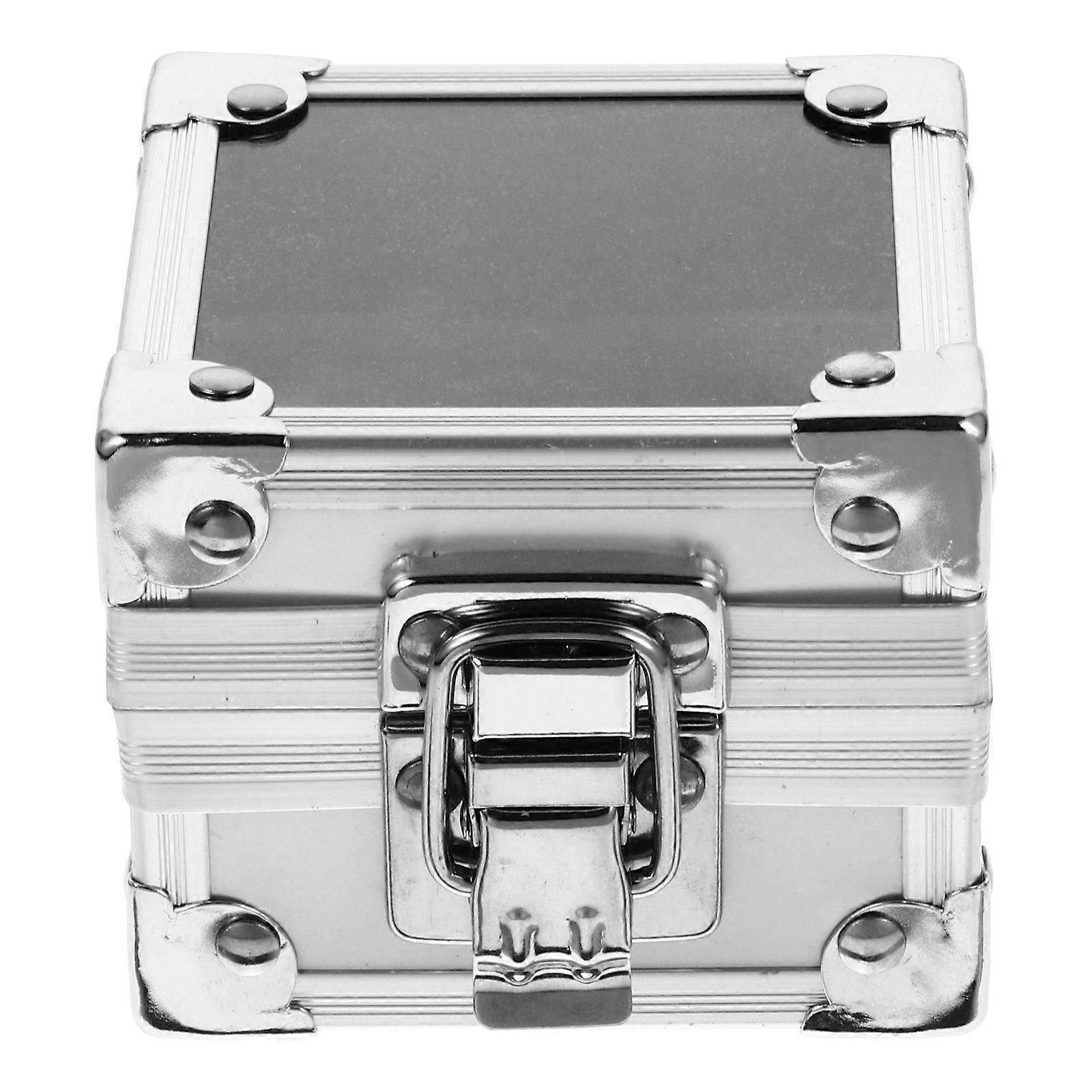 Nail Drill Grinding Bit Box Silver Aluminum Storage Case for Manicure