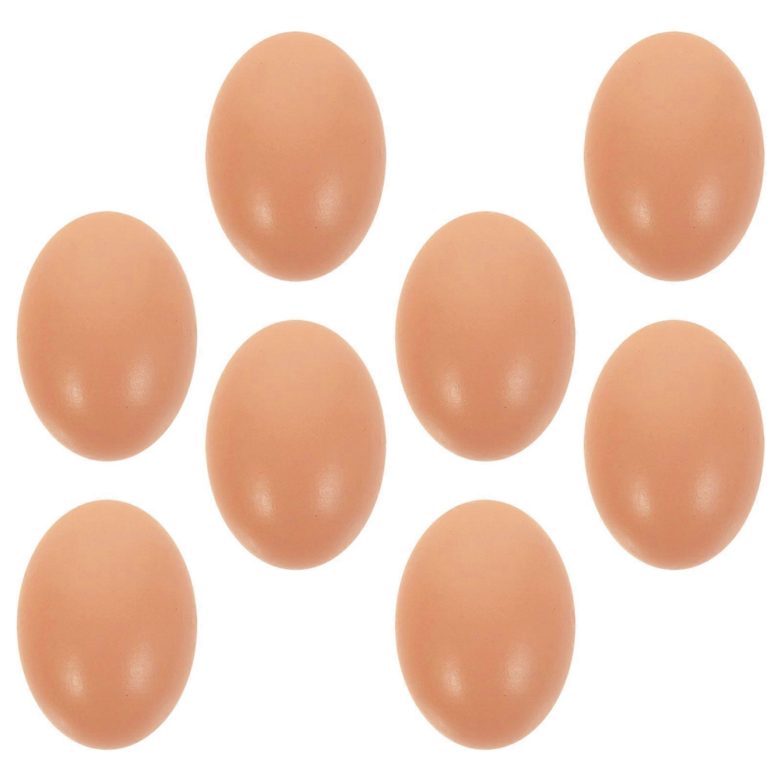 8Pcs Diy Simulation Eggs In Egg-shaped Design For Crafting Training Decorating Khaki Material