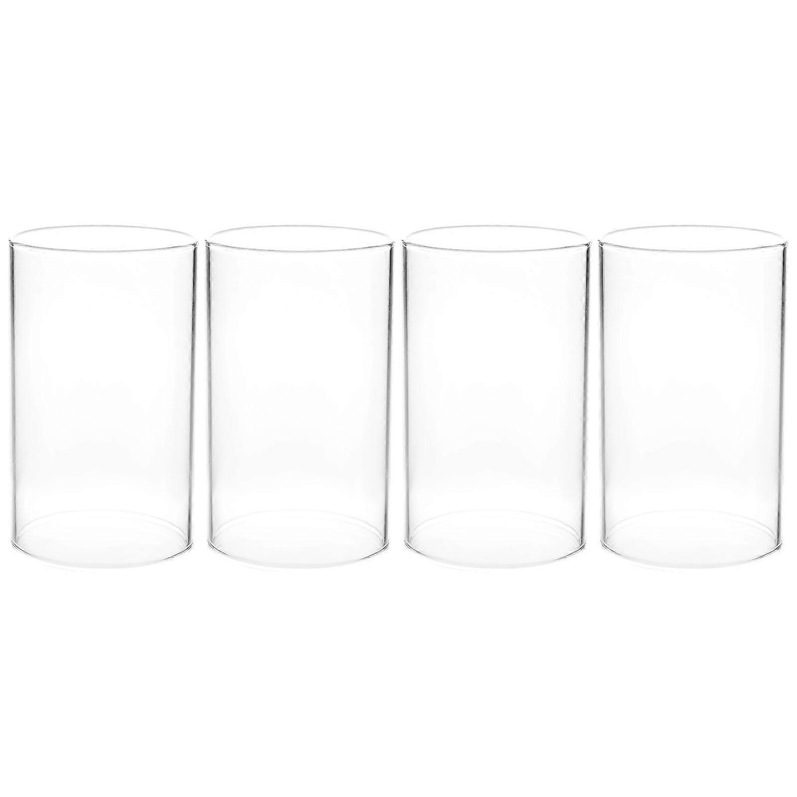 Cylinder Candle Shade Transparent Glass for Windproof Use 8Pcs