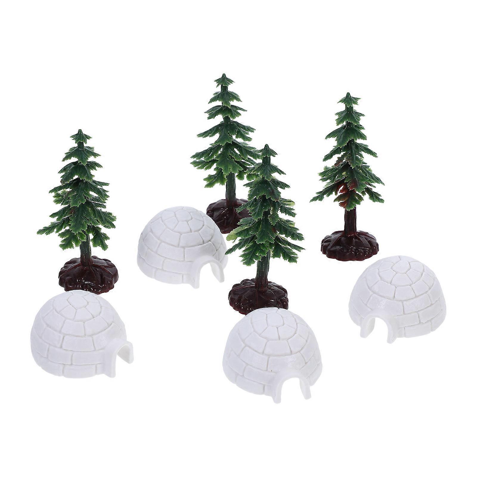 Lifelike Ice House Model Tree Mini Decorative Figurine 1Set