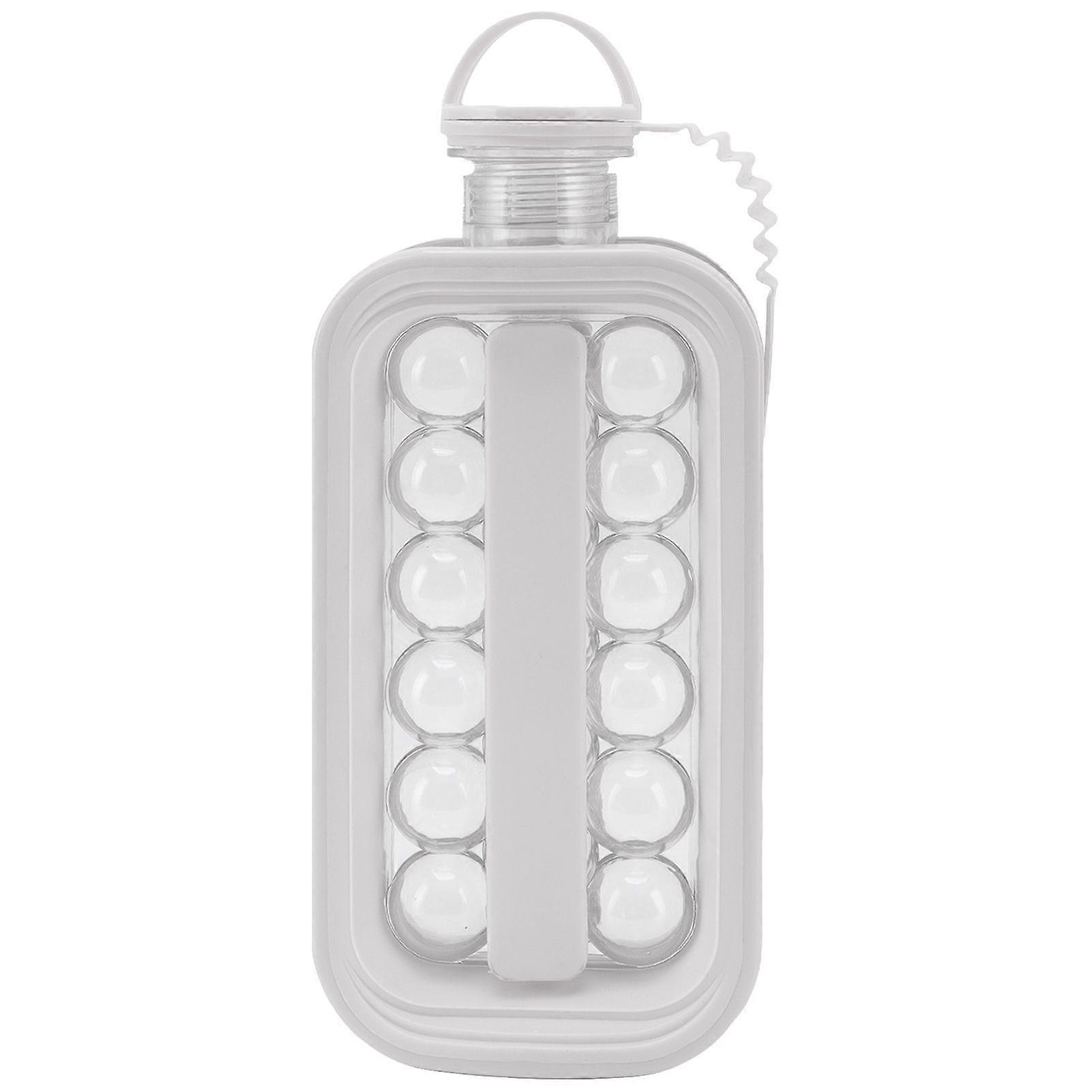 Foldable Ice Ball Maker Kettle Portable Silicone Plastic Ice Making Bottle Mold for Home Use Grey