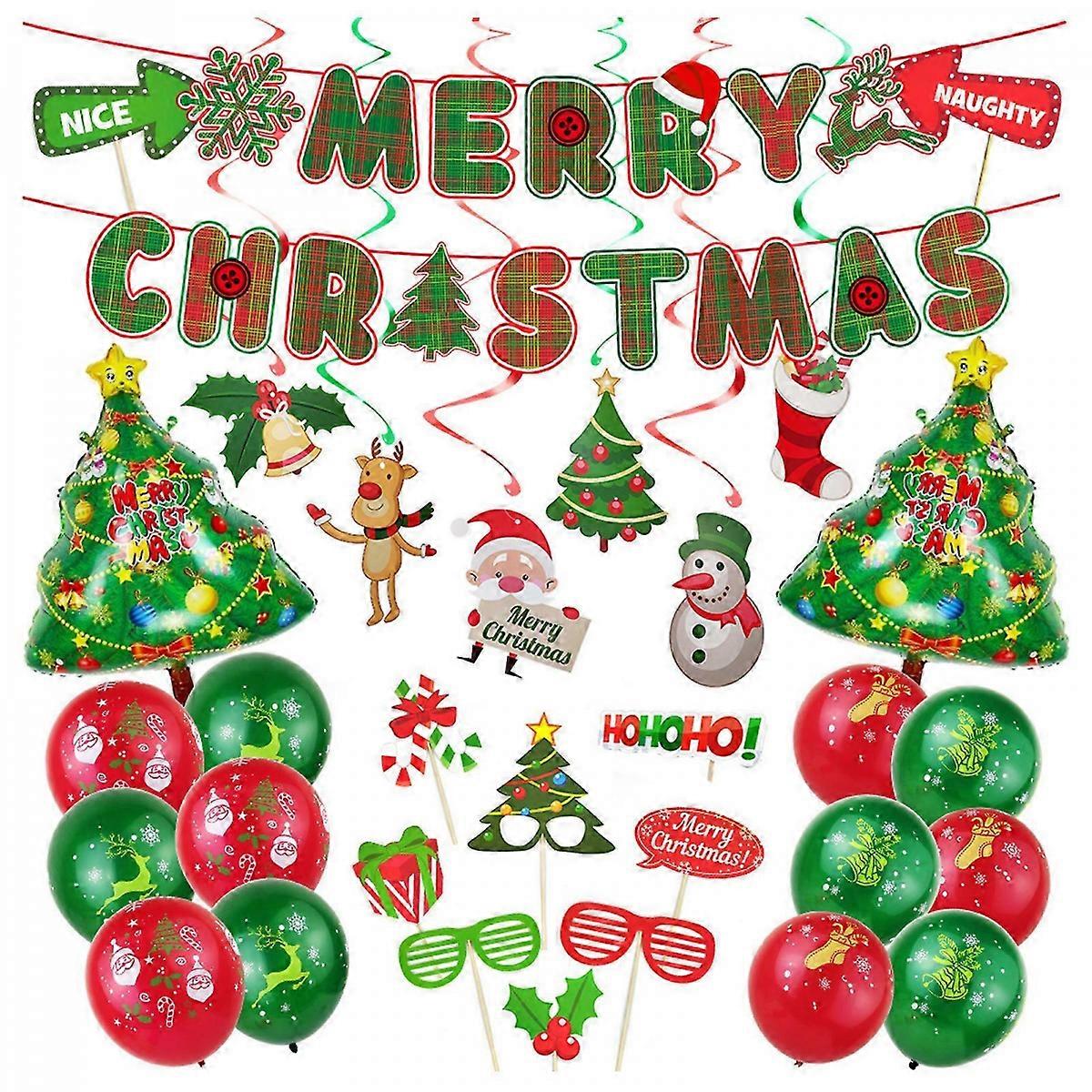 Christmas Decor Kit: Foil Balloons & Festive Banner