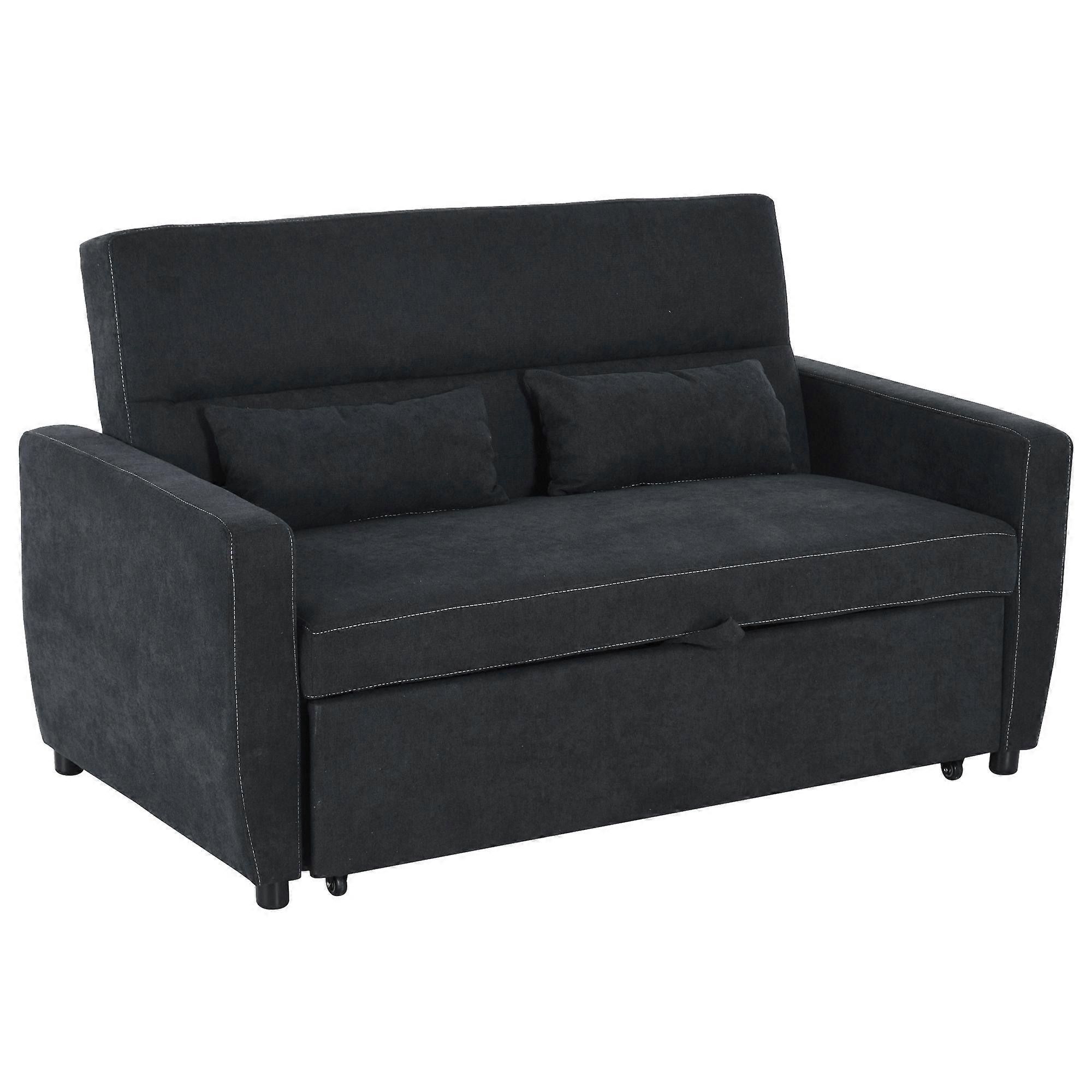 Black HOMCOM 2-Seater Sofa Bed Adjustable Angle Fabric 148x82x89cm