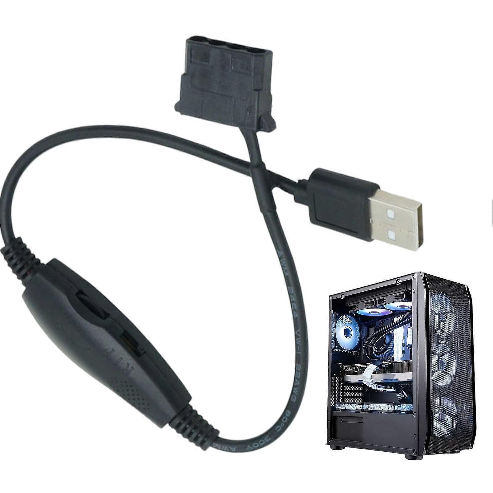 USB to Fan Adapter 3/4Pin PWM USB Converter, PWM Splitter Cable For PC, Computer, Desktop Cooling System