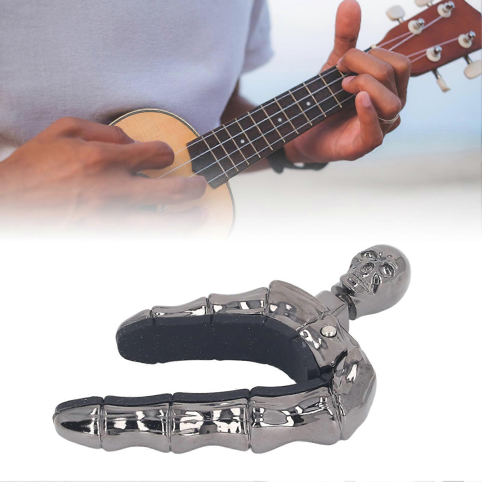 Skull Knob Locking Guitar Capo Soft Silicone Scratch Resistant Black