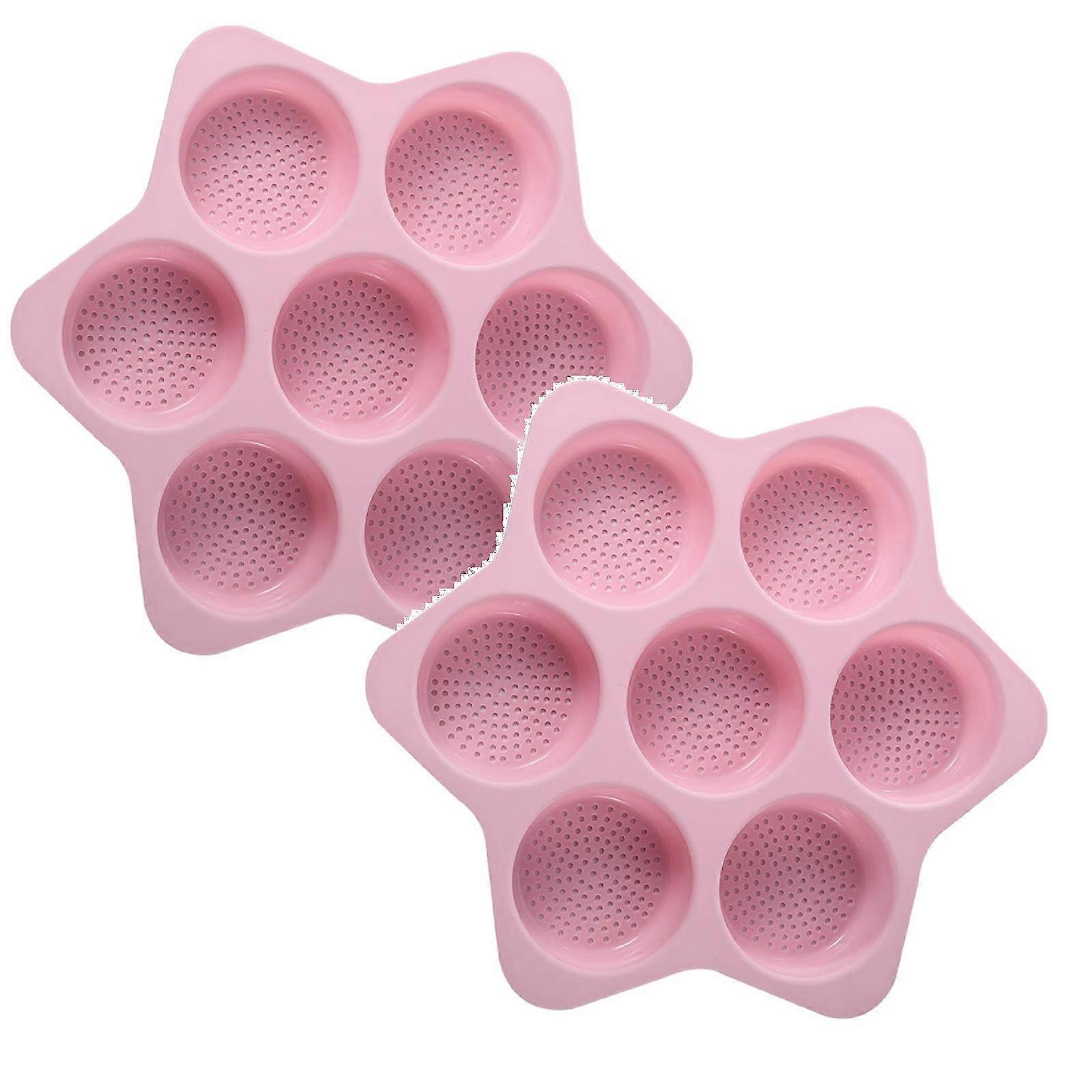 Six Pointed Star 7 In 1 Silicone Hamburger Baking Pan Silicone Non Stick Baking Pan Practical Kitchen Baking Tool *2PCS