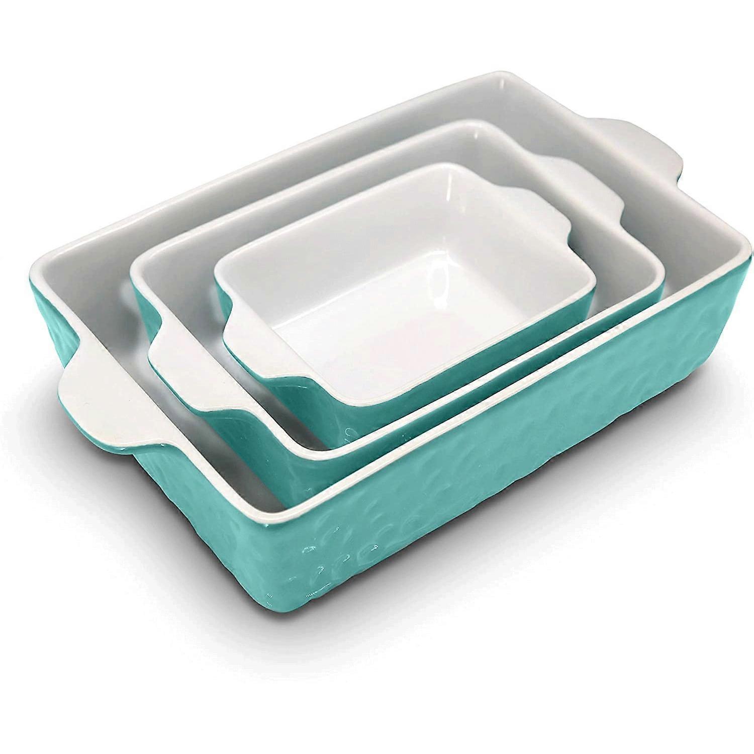 Open Box NutriChef Rectangular Ceramic 3 Pc Nonstick Kitchen Bakeware Pan Set