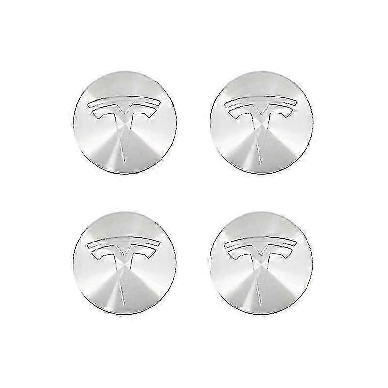 דגם טסלה מרכז כובעים כיסוי רכזת בורג מכסה לוגו ערכת צמיגים דקורטיביים אביזרי שינוי כובע כסף כסף סטנדרטי (סיפור)