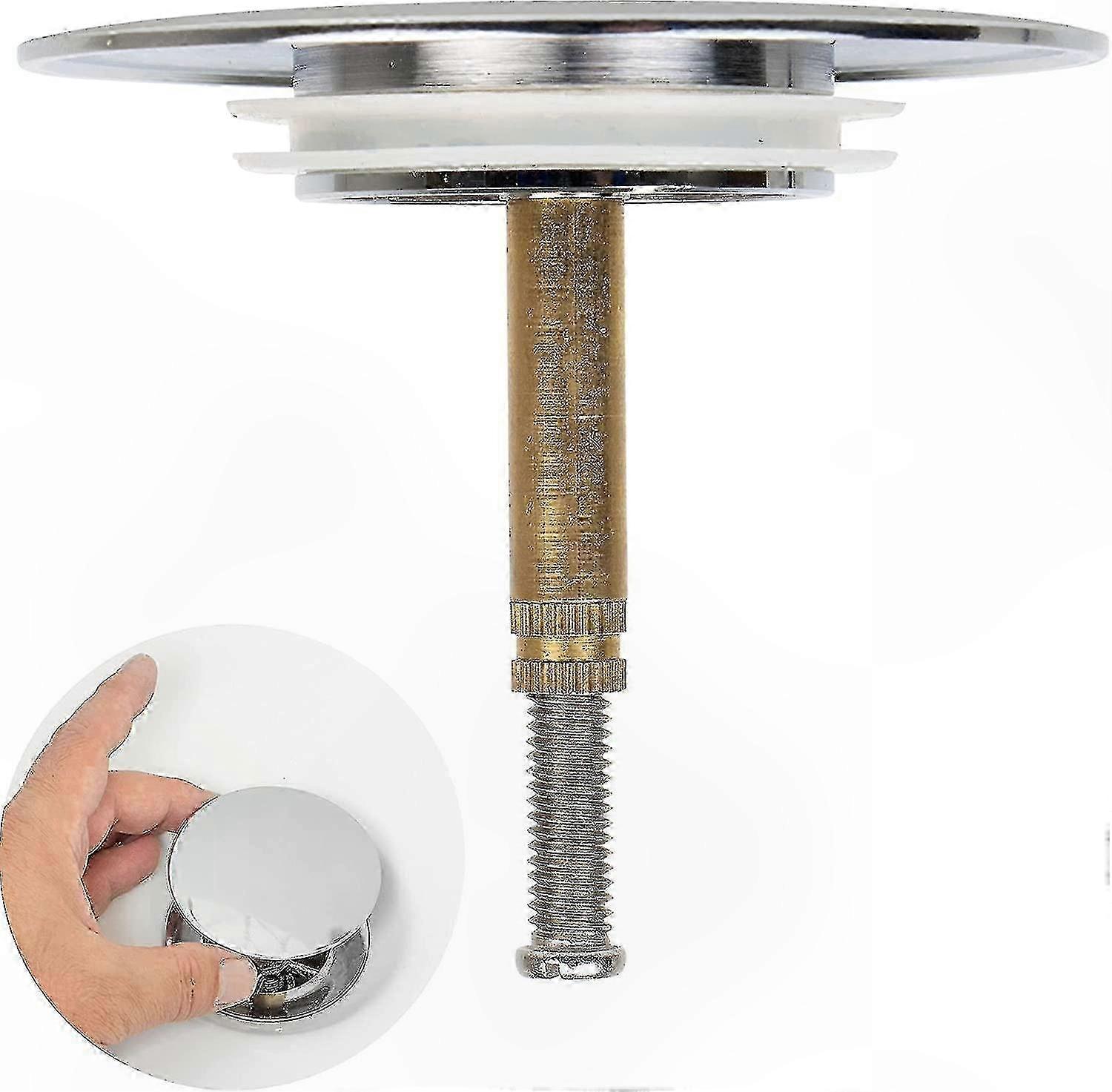 Adjustable Bath Stopper, 70mm Double Seal Sink Valve, Universal Fit Chrome Finish