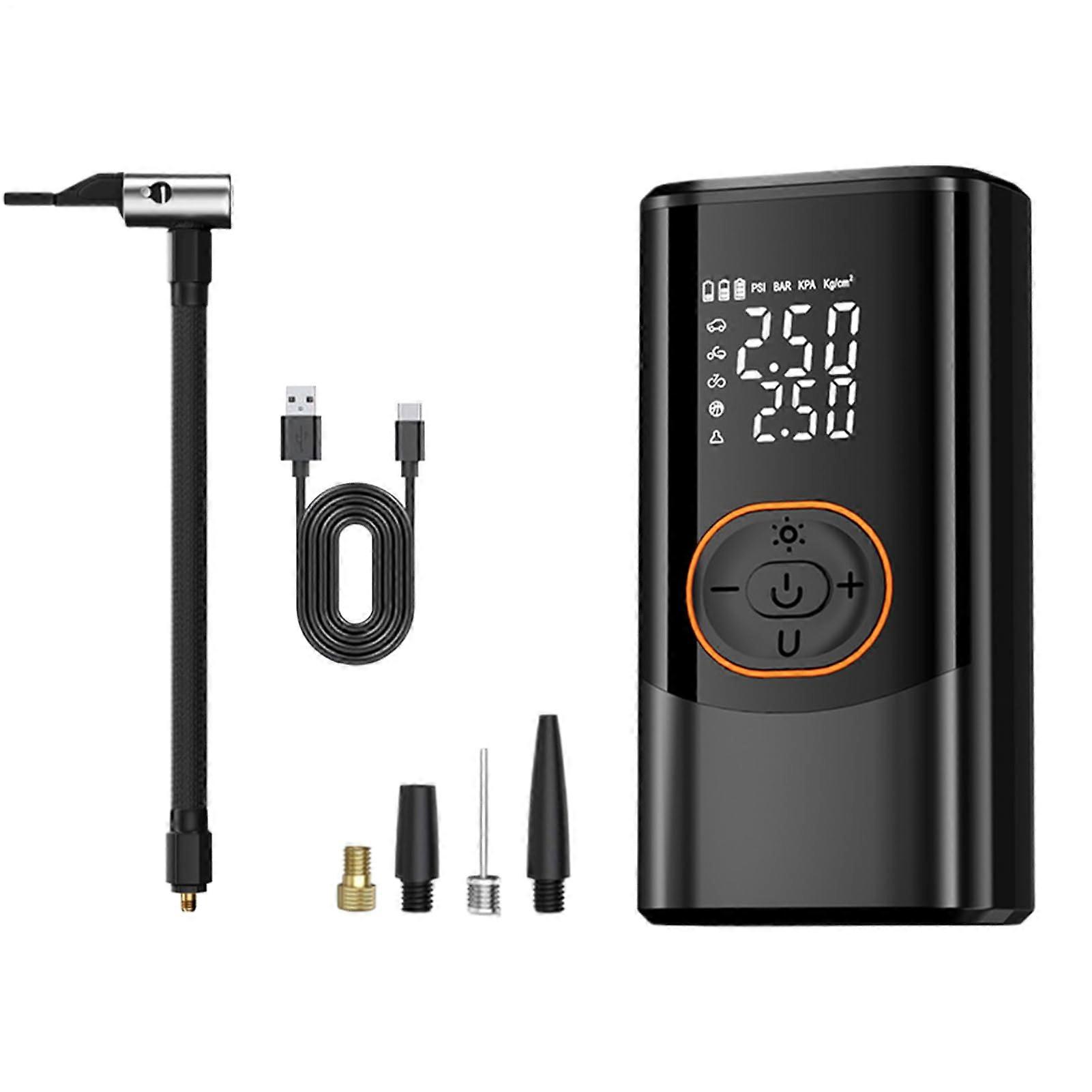 Portable Electric Pump Smart Inflator For Vehicle And Bike And Balls Wireless Air Pump With 4 Modes And 3 LED Lights