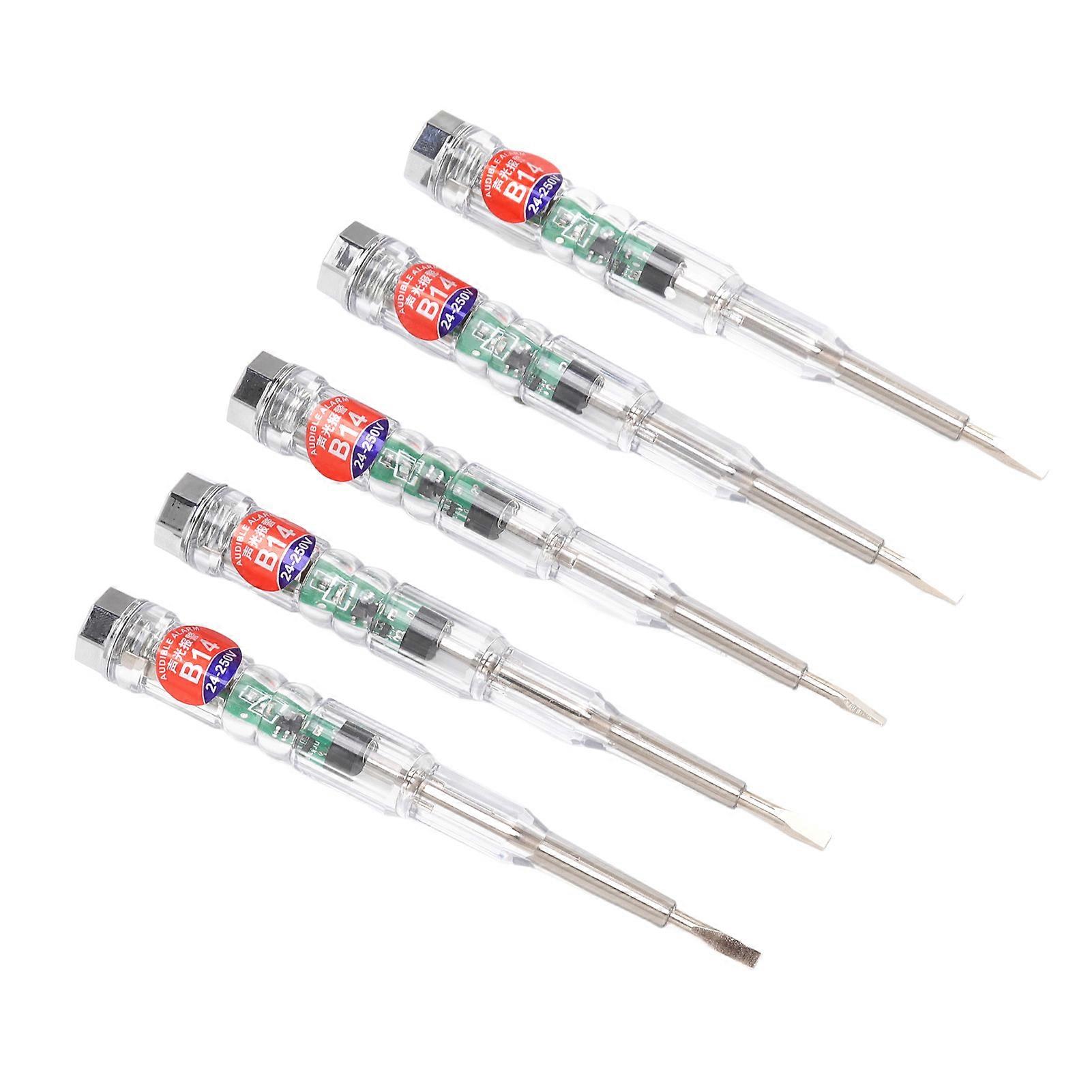 5Pcs Electrical Tester Pen Multi Functional Household Pocket Sized with LED Color Light