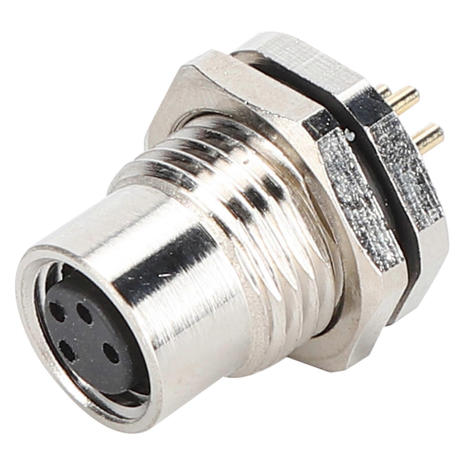 M8‑F3‑S4 Pass Socket 4Pin M8 Connector IP67 Back Board Mounted Nickel Plated Brass Shell