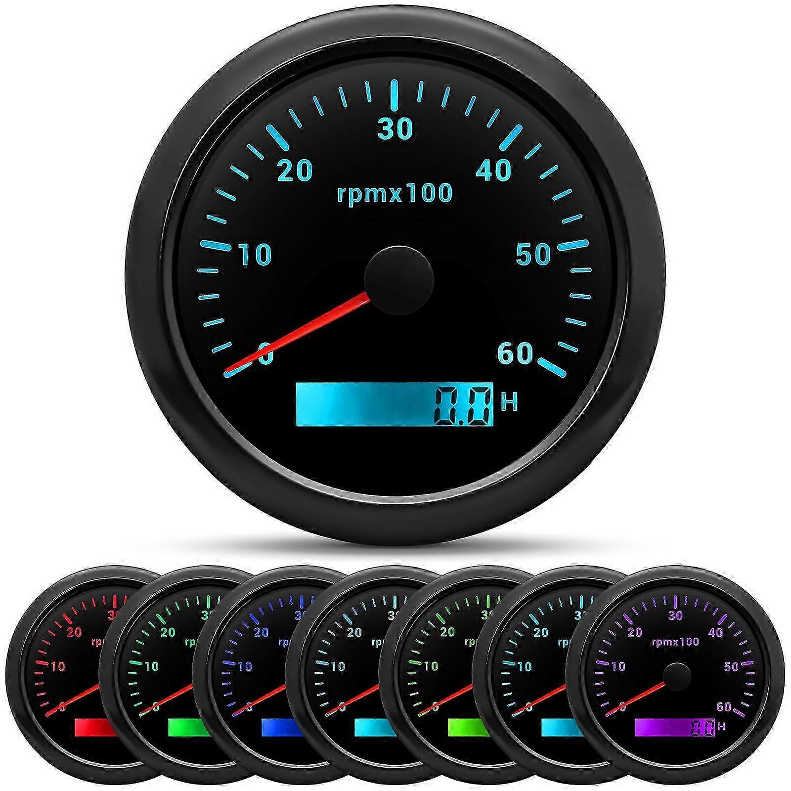 Marine tachometer for car with 3000-8000 RPM range and backlight