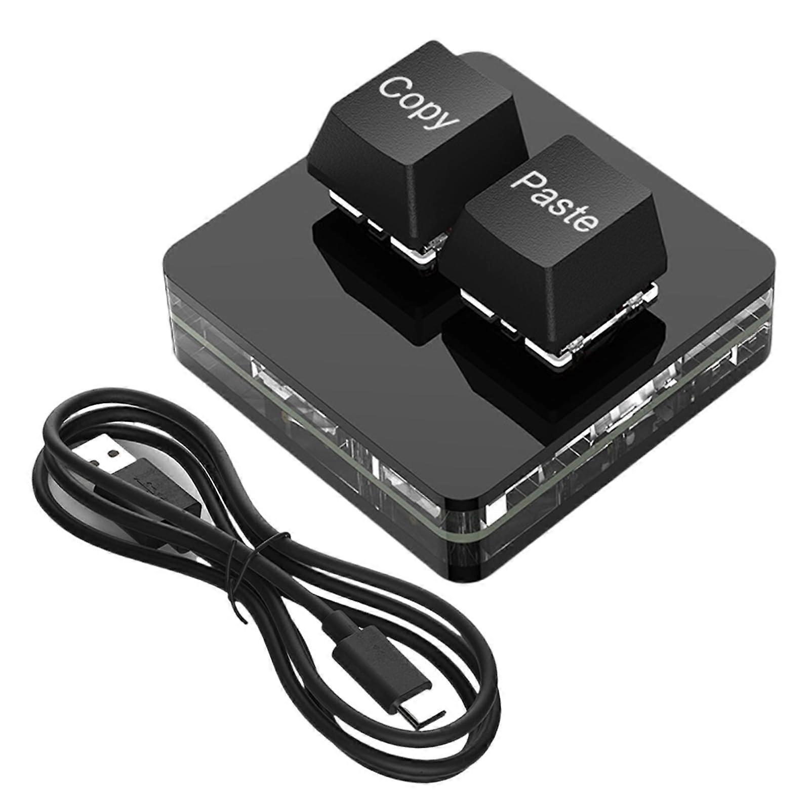 Small Keyboard Macropad 2Key Programmable With Color Backlighting And Switches For Esports And Photoshop Black