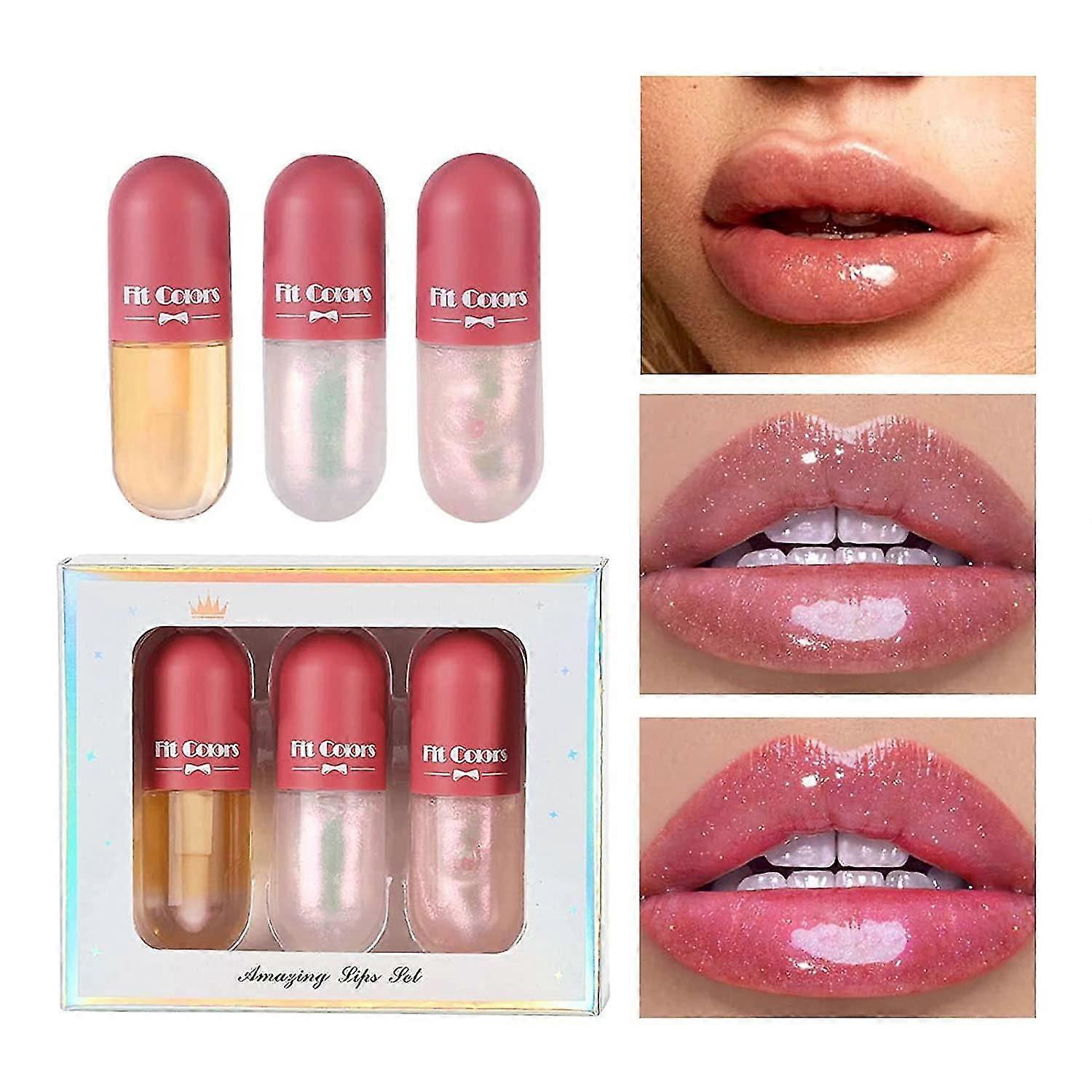 3 stuks Lip Plumper Gloss, Extreme Volume Lip, Lip Plumping Gloss Set, Hydraterende & Reduce Fine Lines Lipstick